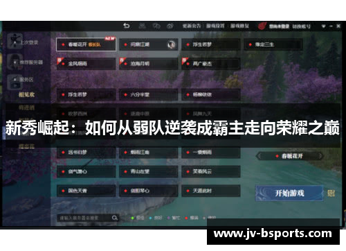 新秀崛起：如何从弱队逆袭成霸主走向荣耀之巅